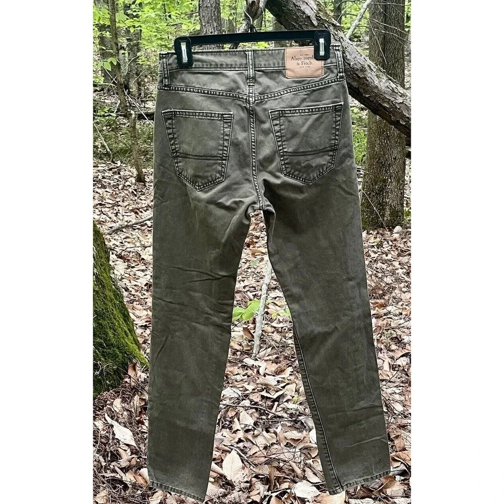 Abercrombie & Fitch Slim Straight Button Fly Jeans Mens 28 x 30 Green Y2K Retro